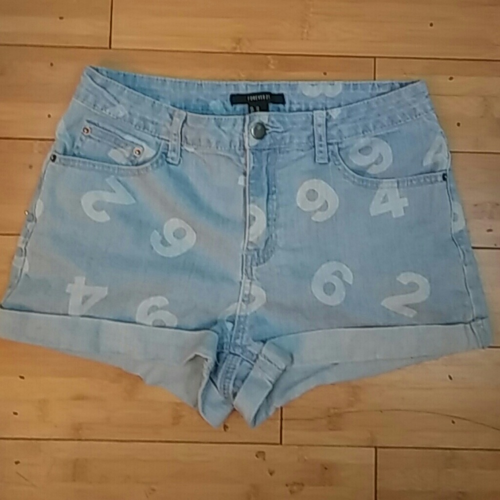 Forever 21 cute jean/denim shorts with numbers